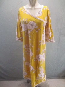 Maxi abito donna Garnet Hill taglia M floreale 100% cotone biologico scollo a V linea A 357 - Foto 1 di 9