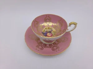 Vintage Aynsley Orchard Fruit Pink Gold Cup and Saucer - Picture 1 of 10