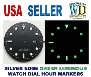 Watch Dial Hour Markers GREEN Luminous Parts Bars Rolex Silver GOLD GMT Dial Sub - Bild 1 von 7