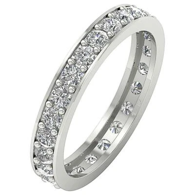 Anillo de compromiso apilable de eternidad de oro blanco de 14 quilates con diamantes naturales I1 G de 0,65 quilates Foto 1 de 4