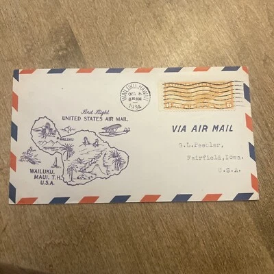 1934 First flight United States Airmail Maui Hawaii To Iowa  - Image 1 of 4