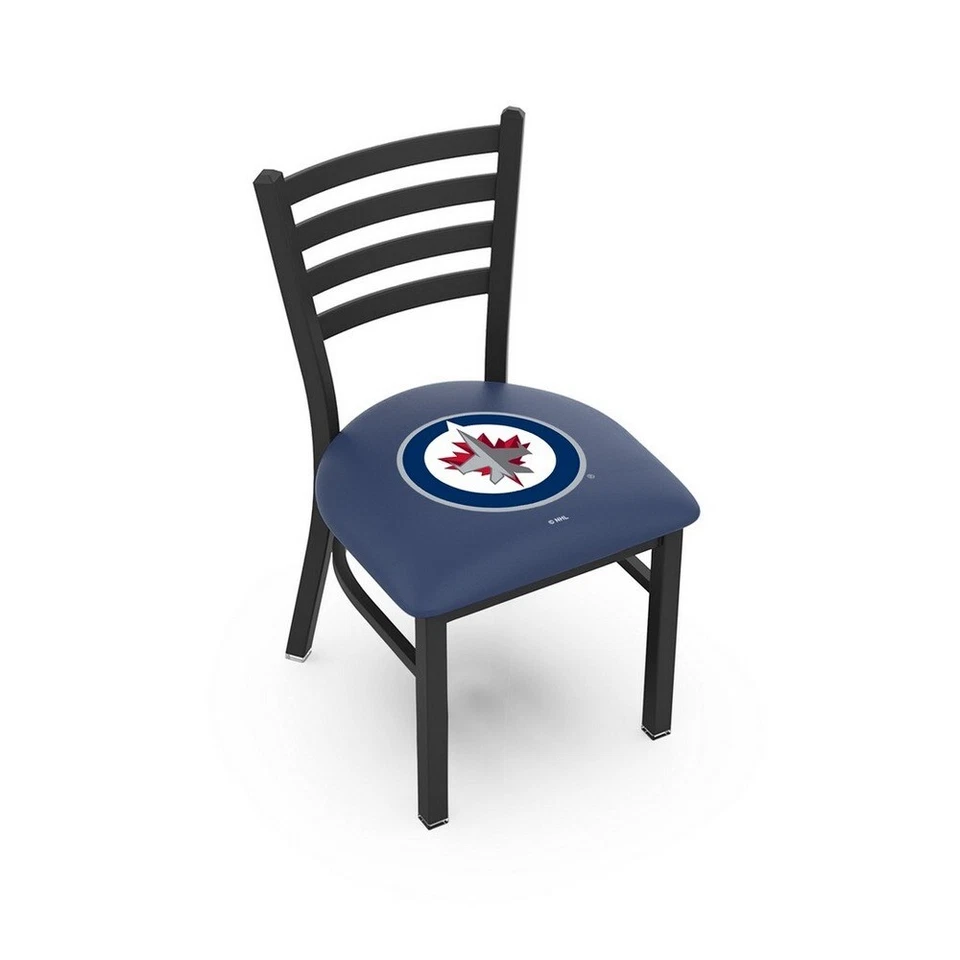 NHL-L00418 Blk Wrinkle Winnipeg Jets Stationary Chair w/ Ladder Style Back - Image 1 of 1
