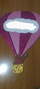 Fiocco nascita personalizzato mongolfiera orso nome Baby rosa azzurro - Foto 1 di 1