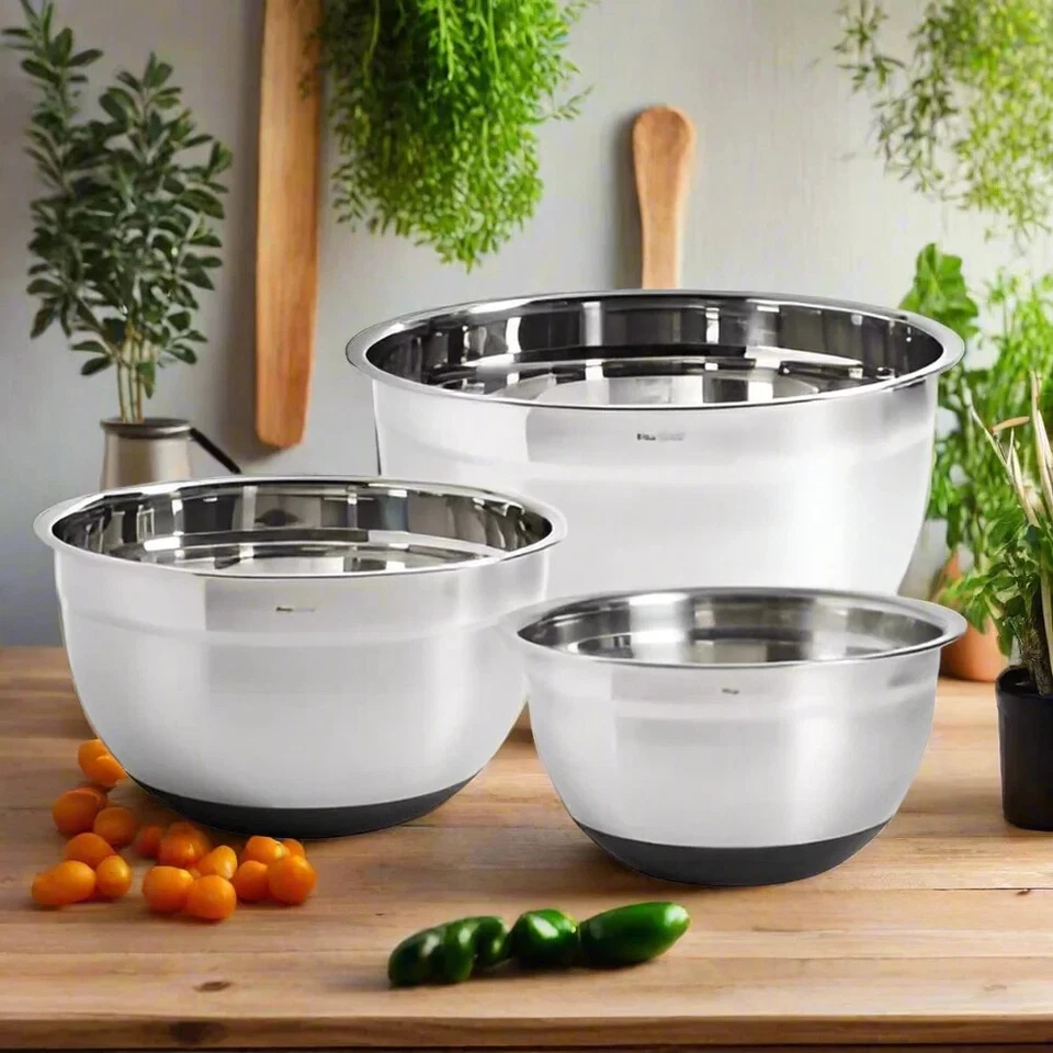 Tramontina ProLine Stainless Steel Mixing Bowl Silicone Base 3-Pack 1637389