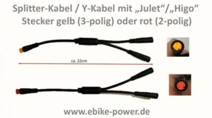 2polig rot Kabel Splitter Y-Kabel Julet / Higo Stecker z.B. Bosch Magura Kunteng - Bild 1 von 3
