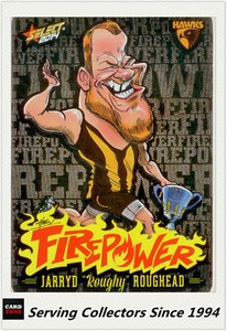 2014 AFL Champions Laserfoil Firepower Caricature FC28 Jarryd Roughead (Hawks)