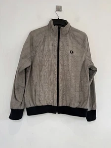 Chaqueta cortavientos Fred Perry para hombre talla mediana beige gris a cuadros Harrington - Imagen 1 de 8