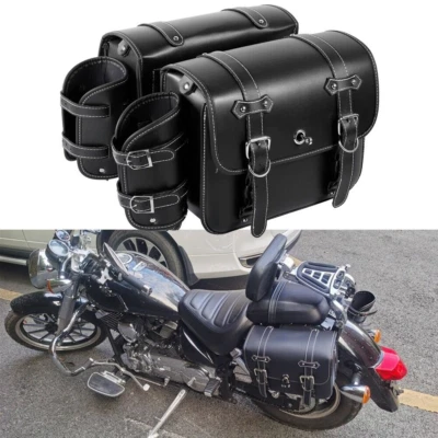 PU Leather Motorcycle Saddlebag Side Tool Luggage Bags For Yamaha Virago XV 250 - Изображение 1 из 4