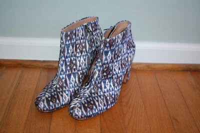 Madewell $348 The Nealy 靴子印花天鹅绒尺寸 8.5 Ocean Navy F8669 蓝色踝靴 — 第 1/4 张图片