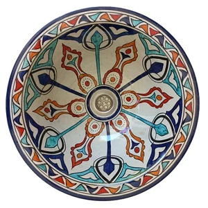 Vasque céramique ronde Marocaine v3 évier lave main lavabo a poser ou encastrer - Imagen 1 de 2