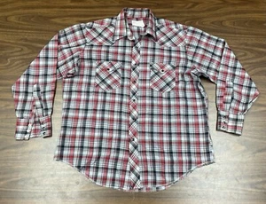 Vtg Wrangler Permanent Press Long Tails Blk Pearl Snap Dress Shirt Sz 17 1/2-35 - Picture 1 of 12