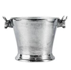 Enfriador de champán cabeza de toro enfriador de vino enfriador de botellas plata aluminio XL 39 cm - Imagen 1 de 6