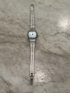 Reloj Pulsera Mujer Vintage Años 70-80 Seiko 11-4899 Esfera Azul Aqua Tono Plateado - Imagen 1 de 3