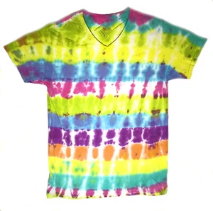 Custom Multi Color Tie Dyed Adult Small Unisex FOTL Platinum V-Neck T-Shirt - Picture 1 of 4
