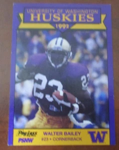 WALTER BAILEY 1992 PAYLESS UW HUSKIES NCAA FOOTBALL TRADING CARD PSNW - Picture 1 of 1