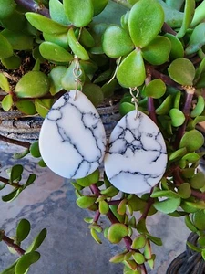 White Howlite Style Earrings - Picture 1 of 2