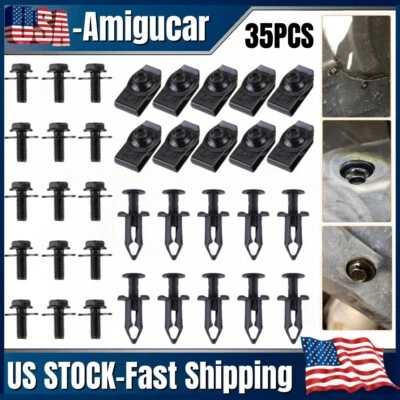 Car Body Bolts & U-nut Clips M6 Engine Cover Undertray Splash Shield Guard Set* - Image 1 of 4