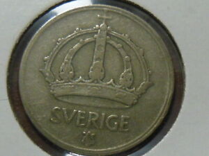 1948 Szwedzka srebrna moneta pięćdziesiąt (50) Ruda "Gustaw V" 
