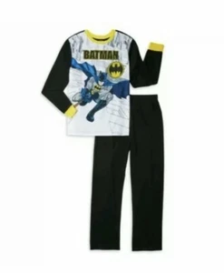Boy's DC Batman 4-5 Black Gray Flannel PJ Pajamas Set 2-Pieces Superhero NIP - Picture 1 of 3