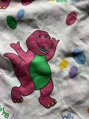 Ropa de cama de dinosaurio púrpura doble Barney Is A Dinosaur de colección EE. UU. 90s Foto 1 de 4