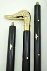 Halloween Antique Crafter Designer Brass Handle Black Wooden Walking Stick Canes