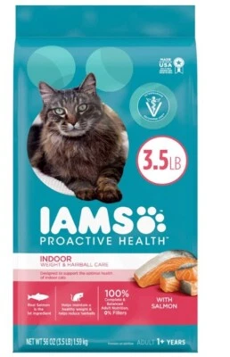 Iams Proactive Health Adult Indoor Weight & Hairball Care Dry Cat Food with Salm