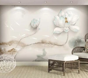3D White Lotus 37030NA Wallpaper Wall Murals Removable Wallpaper Fay - Picture 1 of 11