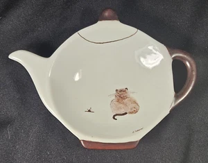 Earlynn Collier 1994 arte con huella digital bolsa de té soporte/ojo de ratón para observación de gatos, como nuevo - Imagen 1 de 8