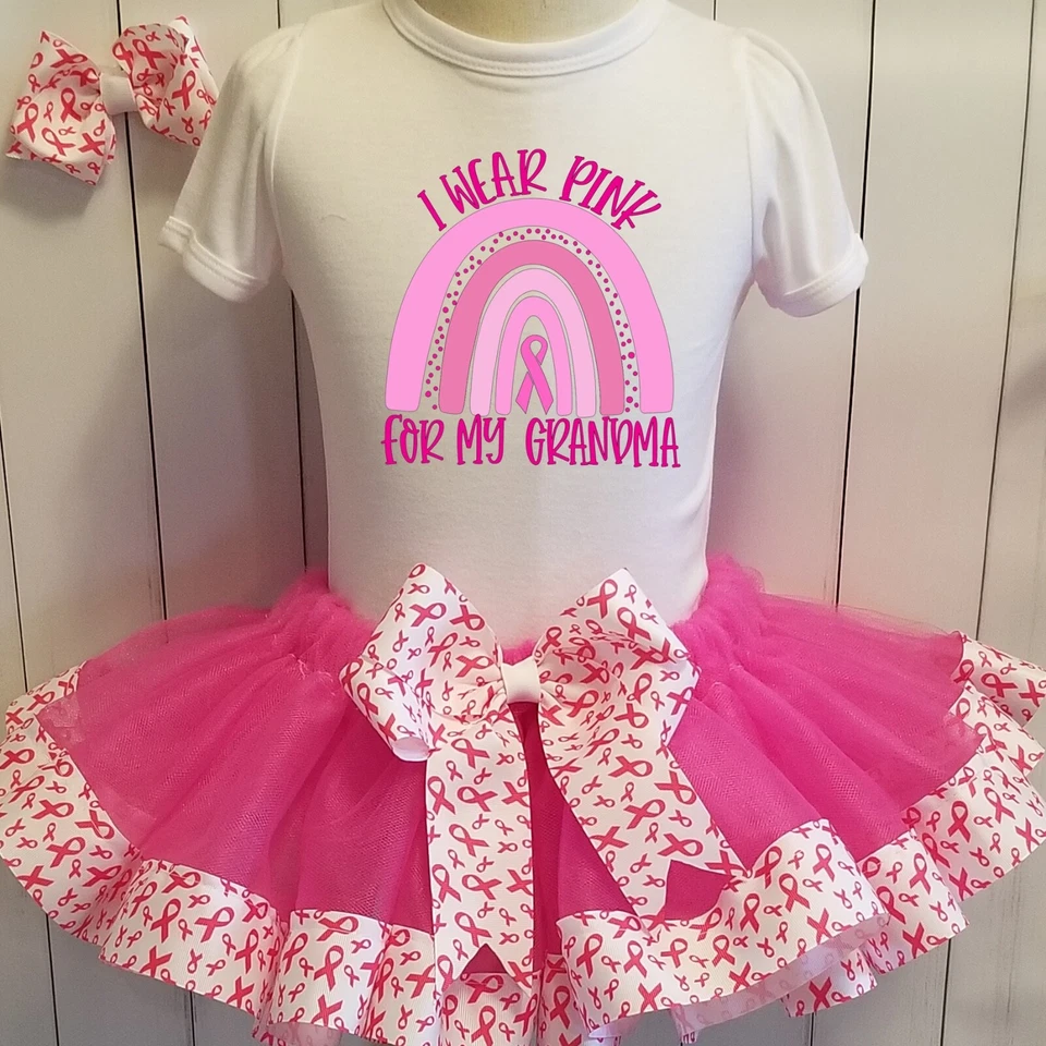 BREAST CANCER AWARENESS Ribbon Tutu Outfit | Tutu, Tshirt & Bow | CLEARANCE! - Image 1 of 1