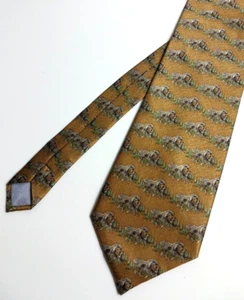 Frontier Western Horses Mare Foal Gold Mens Silk Tie New - Picture 1 of 4