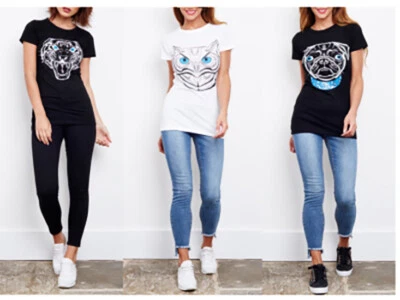 Animal Face Women's / Girls T-Shirts Tees Tank-top Crop Tops 100% Cotton  - Image 1 of 4