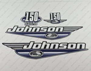 Johnson 150 HP Ocean Pro 1999-2000 Outboard Decals Sticker Set Blue - Picture 1 of 6