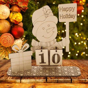 Holz Kalender Ornament Advent Weihnachtsdeko Home Schreibtisch - Bild 1 von 12