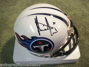 MINI CASCO FIRMADO VINCE YOUNG TENNESSEE TITANS CON CERTIFICADO DE AUTENTICIDAD - Imagen 1 de 3