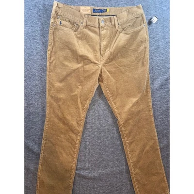 Polo Ralph Lauren Varick Slim Straight Corduroy Stretch Mens Pants 38x32 Tan NEW - Image 1 of 4