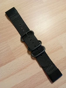 Smartwatch Strap. Military Style. Black Canvas. 22mm. - Picture 1 of 9