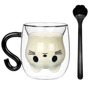 Belle Vous Taza de Cristal con Forma de Gato - Tazas Divertidas para Te Cafe - Bild 1 von 6