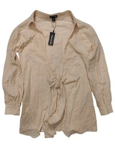 Pretty Little Thing Women's Sand Tie Front Top Size 2 - Picture 1 of 4