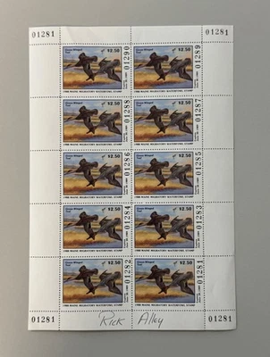 1988 Maine State Duck Stamp -  Sheet of 10 - Artist Signed - Image 1 of 2