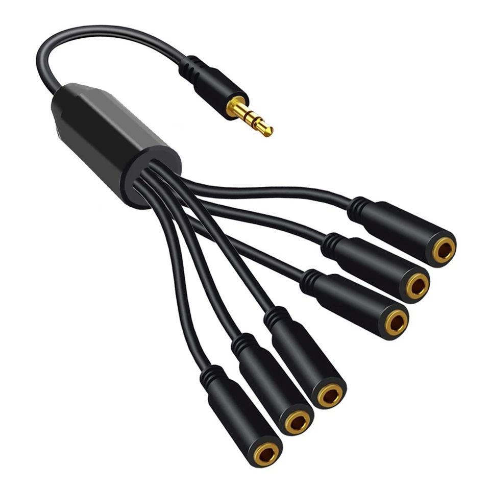 3.5mm TRS Male to 6-Port 3.5 Female Jack Headphone Splitter Cable Stereo4401 - Image 1 of 4