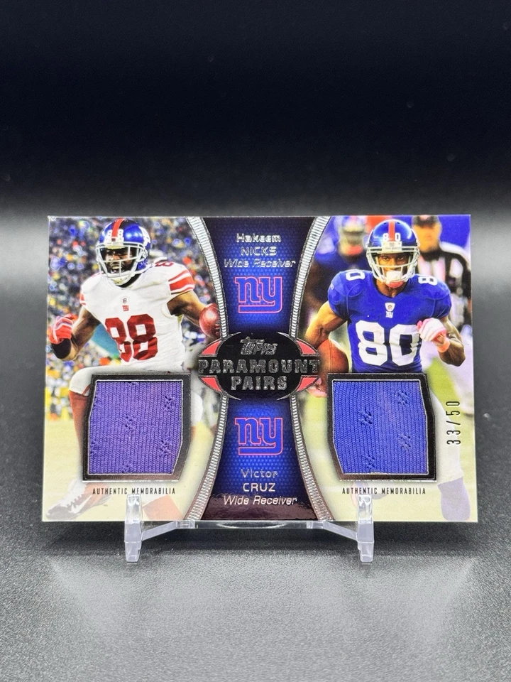 Topps Hakeem Nicks/Victor Cruz Paramount 2012 pares reliquia doble/50 Gians Foto 1 de 2