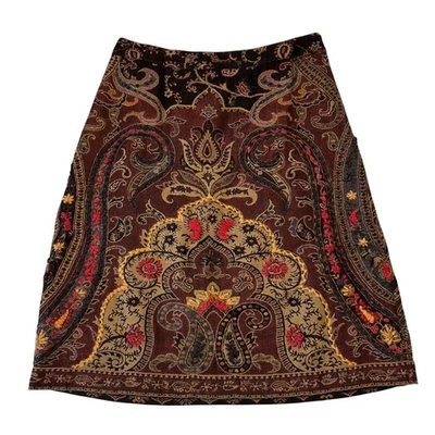 Falda suave envolvente 100 % lana cachemira bordada hasta la rodilla talla pequeña Foto 1 de 4