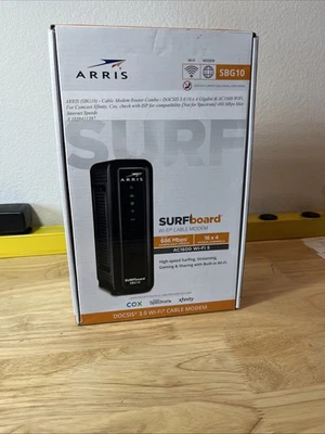 ARRIS (SBG10)-Cable Modem Router Combo Fast DOCSIS 3.0 16 x 4 Gigabit & AC1600 - Image 1 of 4