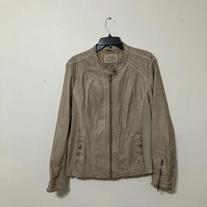 Selby Collection schicke beige Damen Kunstleder Full Zip Jacke Gr. XL - Bild 1 von 3