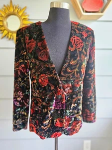 Vintage 90s Norton McNaughton Petites Velvet Blazer Size 10 – Floral Tapestry - Picture 1 of 6