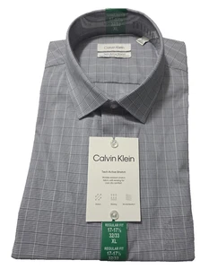 Calvin Klein Camicia Uomo Performance Elegante Blu Scuro XL 17-17,5 32/33 NUOVA - Foto 1 di 7