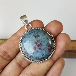 Colgante de piedras preciosas de cianita con rubí de plata de ley 925 PG7681 - Imagen 1 de 4