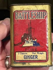 Vintage Battleship Two Oz. Cardboard Ginger Spice Tin Paper Label Dayton Cincinn - Picture 1 of 6