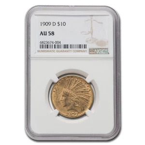 1909-D 10 $ Indian Gold Eagle AU-58 NGC - Bild 1 von 3