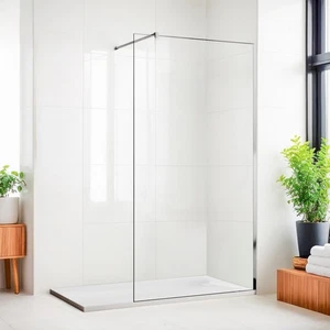 Walk in Bathroom Shower Screen Panel 8mm Easy Clean Glass And SMC Shower Tray - Picture 1 of 20